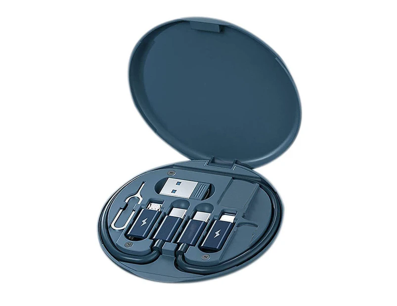 Mini Digital Gadgets Storage Box Universal Smart Adapter Combination Set Box for Outdoor Travel - Blue