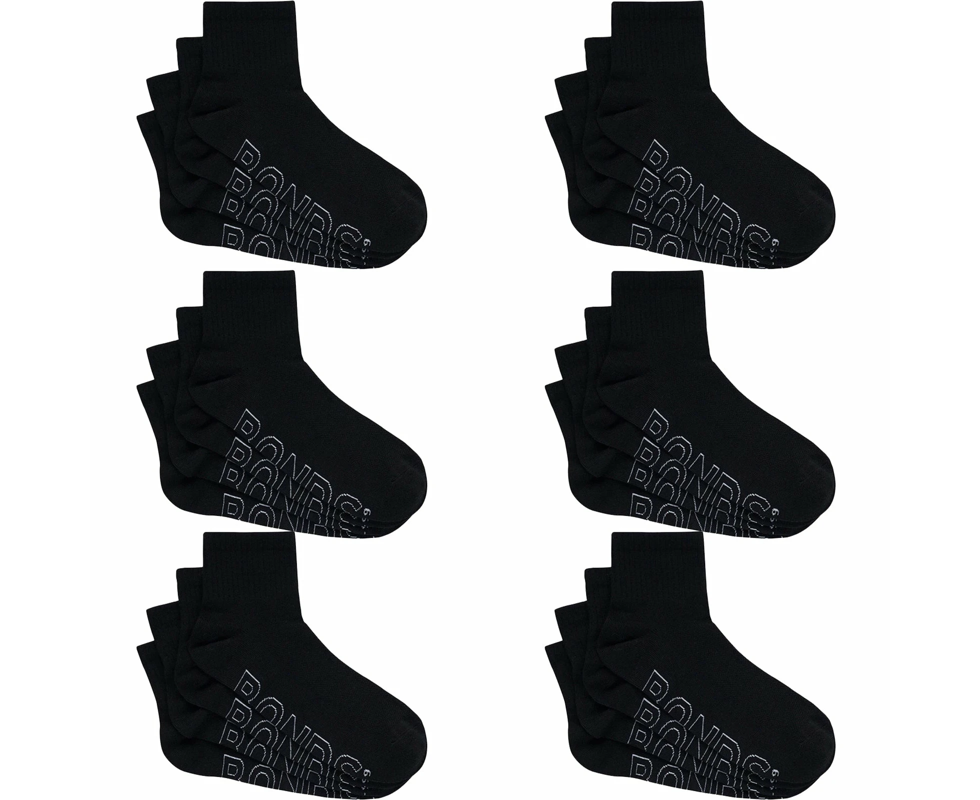 12 Pair Bonds Lightweight 1/4 Quarter Crew Mens Cooling Socks Black SXMX4N Bulk