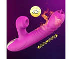 Thrusting Double Tongues Dildo Rabbit Vibrator Sex Toys with 3 Telescopic & 8 Vibration & 8 Pulsating Heating Clit Sucking Vibrators