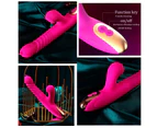 Thrusting Double Tongues Dildo Rabbit Vibrator Sex Toys with 3 Telescopic & 8 Vibration & 8 Pulsating Heating Clit Sucking Vibrators