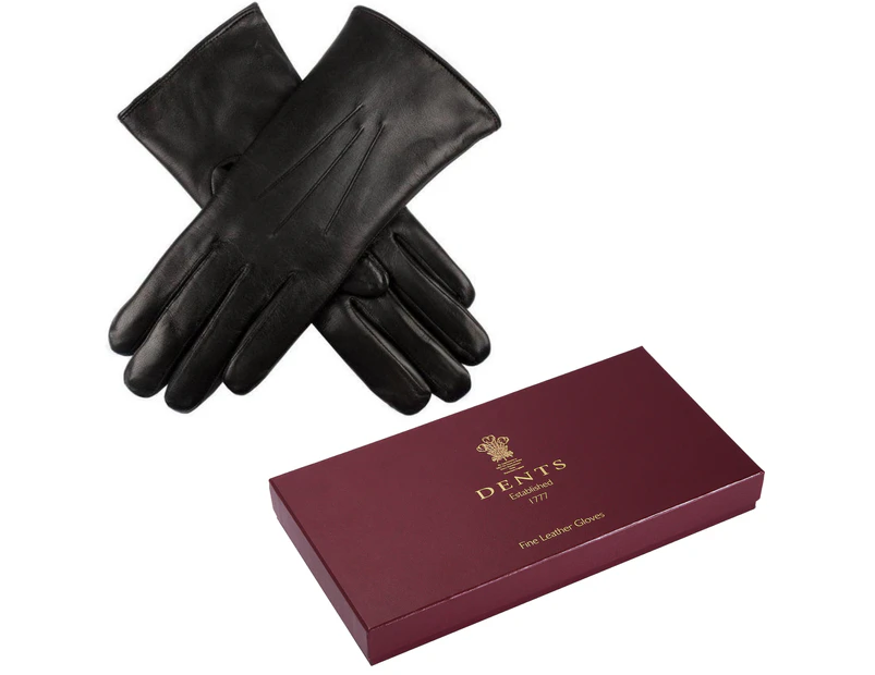 DENTS Ladies Premium Kangaroo Leather Cashmere Lined Gloves Winter Women's - Black