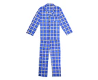Men's Flannelette Pyjama Set Sleepwear Soft 100% Cotton PJs Two Piece Pajamas - Blue