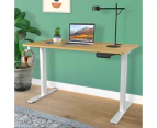 Ufurniture Electric Standing Desk Height Adjustable 140cm Splice Board Silver Frame/Oak Color Table Top