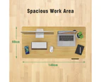 Ufurniture Electric Standing Desk Height Adjustable 140cm Splice Board Silver Frame/Oak Color Table Top