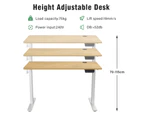 Ufurniture Electric Standing Desk Height Adjustable 140cm Splice Board Silver Frame/Oak Color Table Top