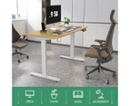 Ufurniture Electric Standing Desk Height Adjustable 140cm Splice Board Silver Frame/Oak Color Table Top