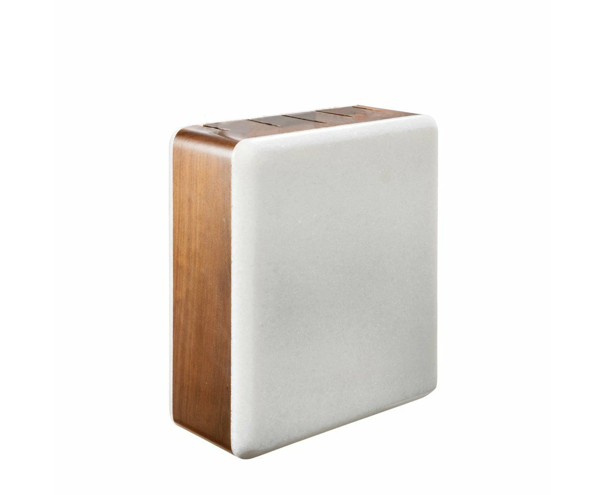 Baccarat Universal Square Marble & Acacia Knife Holder