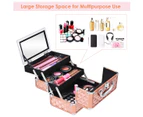 Giantex Portable Mini Makeup Case Professional Cosmetic Box with Mirror & Adjustable Dividers Golden Rose