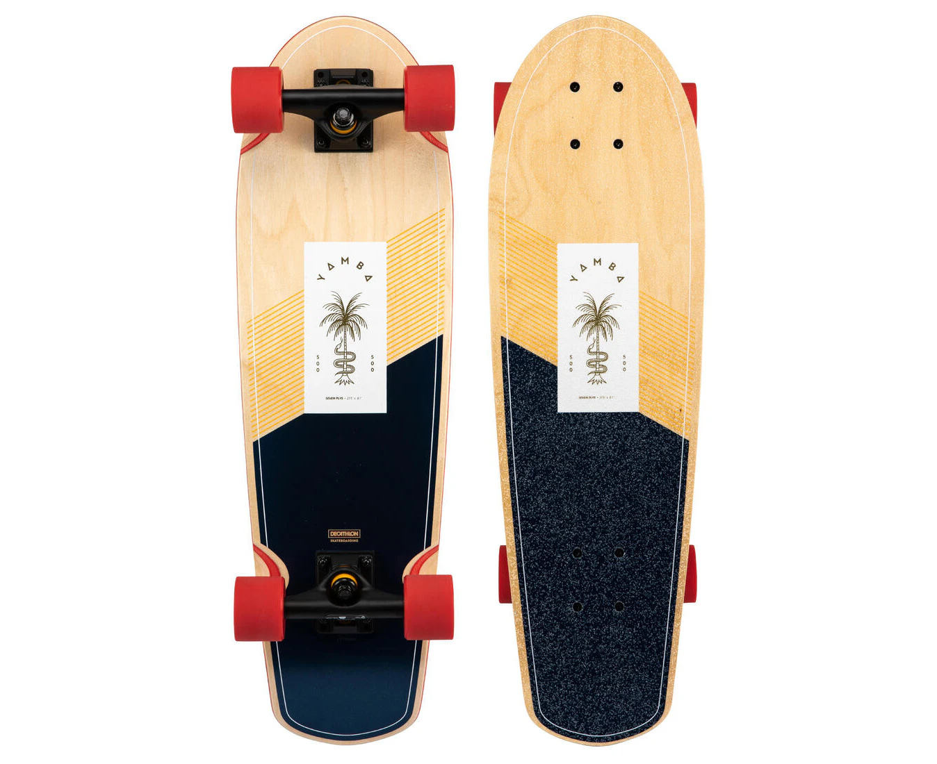 DECATHLON OXELO Cruiser Skateboard - Yamba 900 Palm - Dark Blue