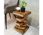 Side Table, corner Stool, Plant Stand Raintree Wood Natural Finish-Book Stack stool