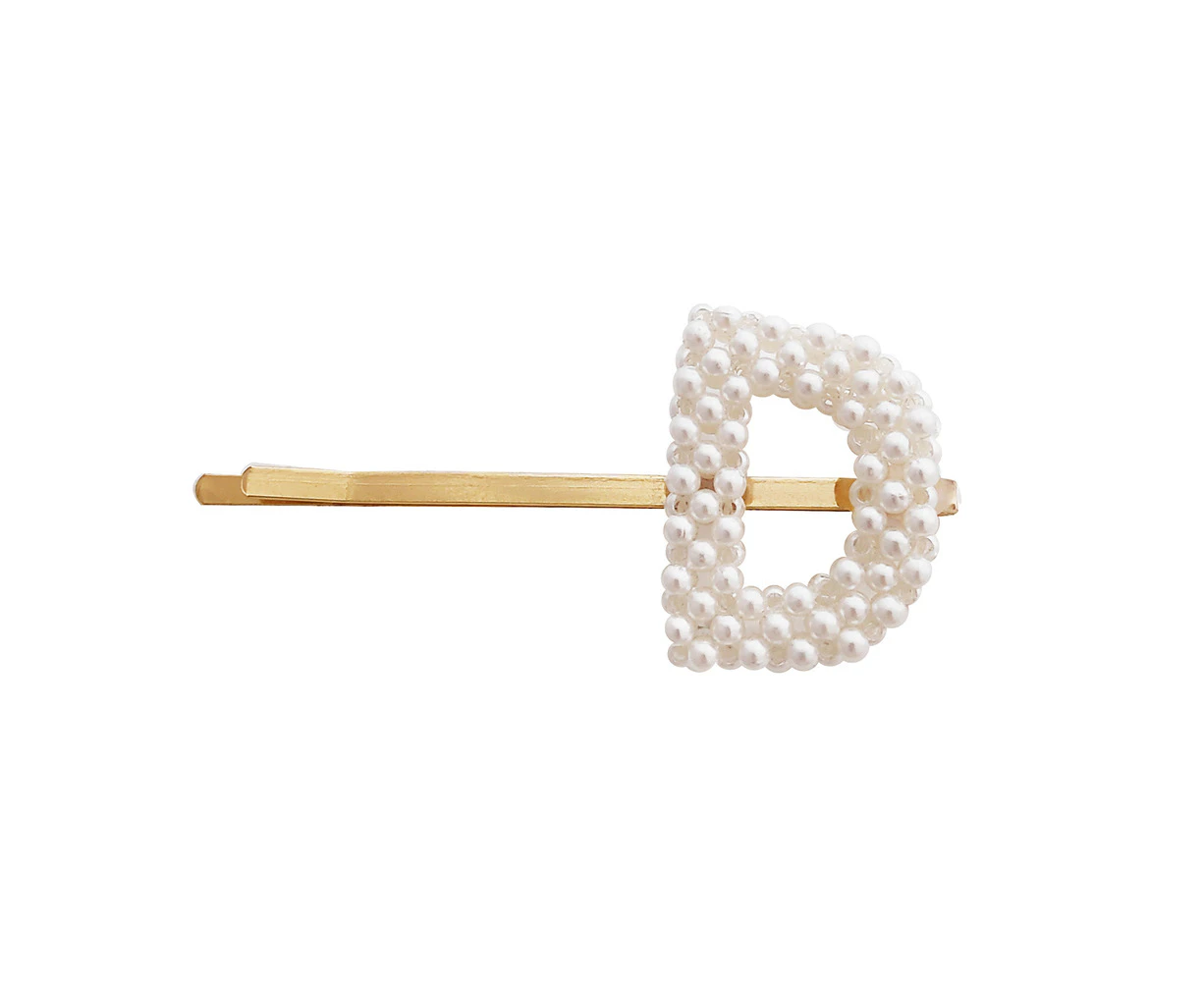 Culturesse The Pearly 6.5cm Alloy Letter D Hair Clip Women's Accessory Pearl