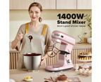 ADVWIN 6.5L 1400W Stand Mixer, 6-Speed Pink Electric Food Mixer