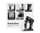 ADVWIN 6.5L 1400W Stand Mixer, 6-Speed Black Electric Food Mixer