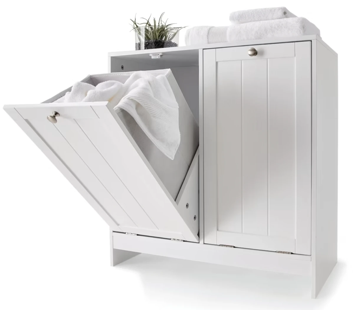 Double Door Laundry Cabinet Tilt-out Laundry Hamper Storage Cabinet