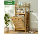 Bamboo Laundry Hamper Tilt Out Clothes Basket Shelf Organizer
