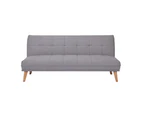 Jovie 3 Seater Sofa Queen Bed Fabric Uplholstered Lounge Couch - Light Grey