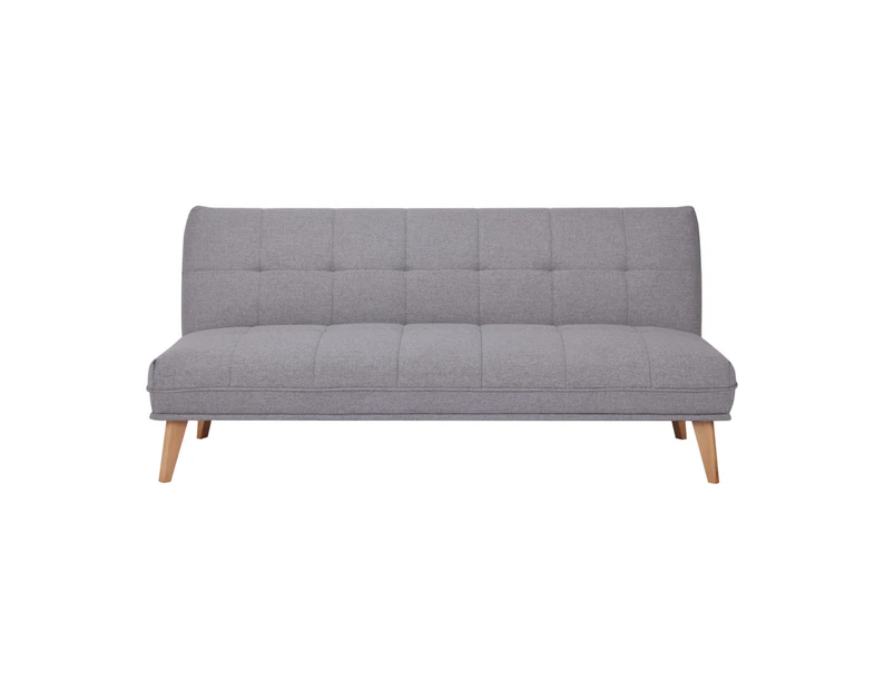 Jovie 3 Seater Sofa Queen Bed Fabric Uplholstered Lounge Couch - Light Grey