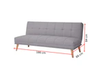 Jovie 3 Seater Sofa Queen Bed Fabric Uplholstered Lounge Couch - Light Grey