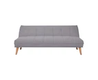 Jovie 3 Seater Sofa Queen Bed Fabric Uplholstered Lounge Couch - Light Grey