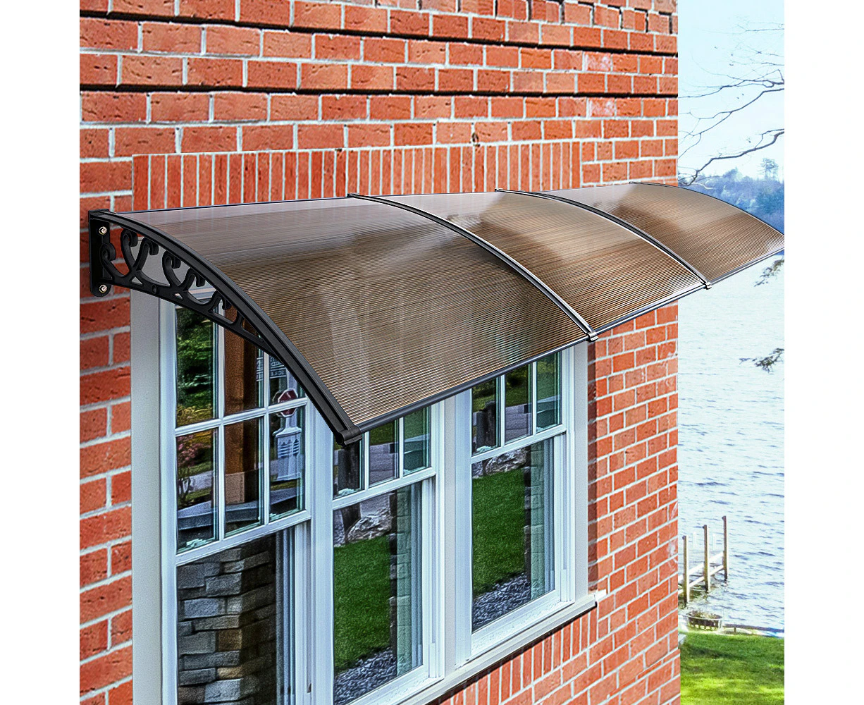 Groverdi Window Door Awning Outdoor Canopy Patio Rain Shield Cover DIY 1Mx3M Black Twany