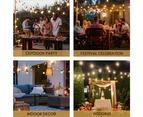 Groverdi 48FT Solar Festoon Lights Outdoor 15 LED String Party Wedding Garden Easter Hanging Bulbs