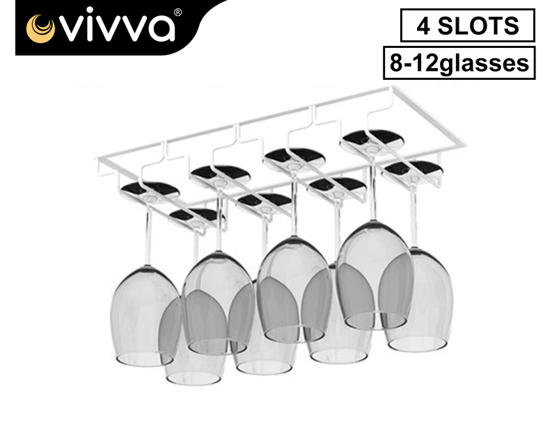 Vivva 4Slots White Useful Wine Glass Rack Holder Wall Hanger Hanging Bar Storage Drying Rack Stand 40X22.5cm