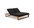 Arcadia Double Aluminium Sun Lounge - Outdoor Sun Lounges - Teak Look