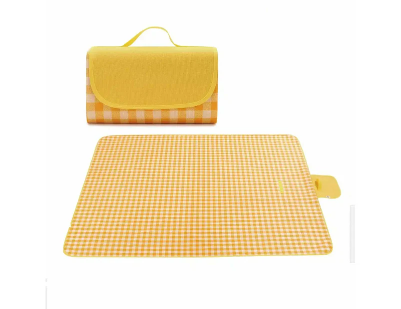 Vibe Geeks Waterproof Folding Outdoor Picnic Mat with Carrying Handle - Yellow