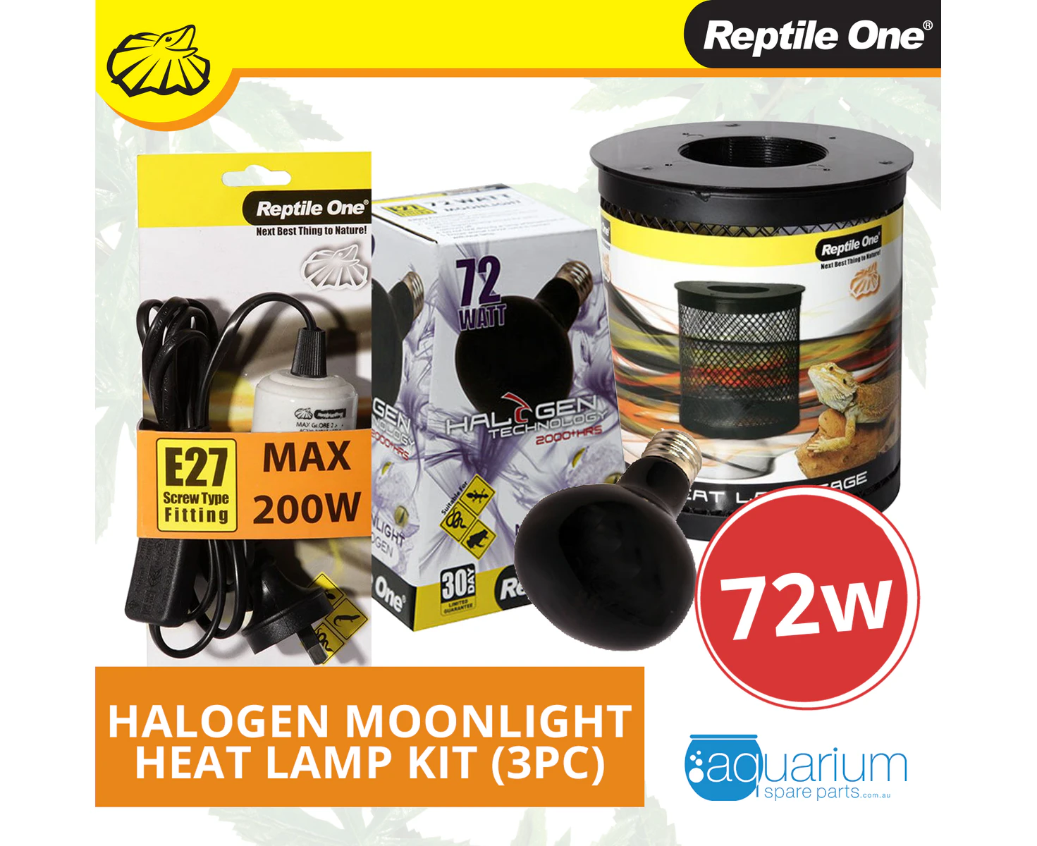 Reptile One Halogen Moonlight Heat Lamp Kit 72W (3pc)