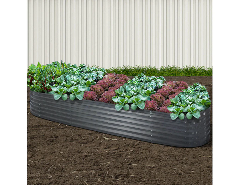 Greenfingers Garden Bed 320X80X42cm Oval Planter Box Raised Container Galvanised