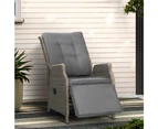 Gardeon Recliner Chairs Sun lounge Wicker Lounger Outdoor Furniture Patio Adjustable Grey