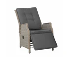 Gardeon Recliner Chairs Sun lounge Wicker Lounger Outdoor Furniture Patio Adjustable Grey