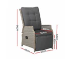 Gardeon Recliner Chairs Sun lounge Wicker Lounger Outdoor Furniture Patio Adjustable Grey