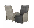 Gardeon Recliner Chairs Sun lounge Wicker Lounger Outdoor Furniture Patio Adjustable Grey