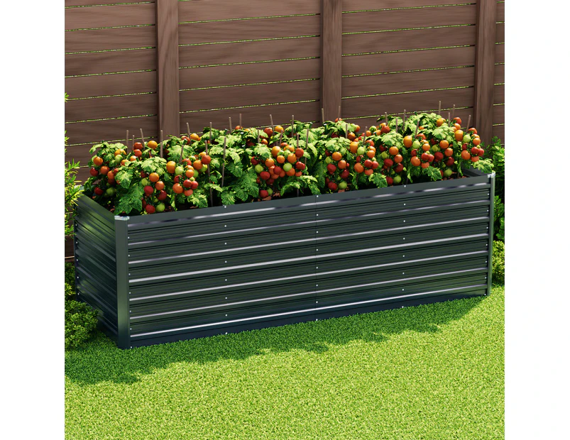 Green Fingers Garden Bed 240x80x77cm Planter Box Raised Container Galvanised Herb