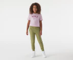 Nike Sportswear Youth Girls' Club French Terry Slim Fit Trackpants / Tracksuit Pants - Alligator/White