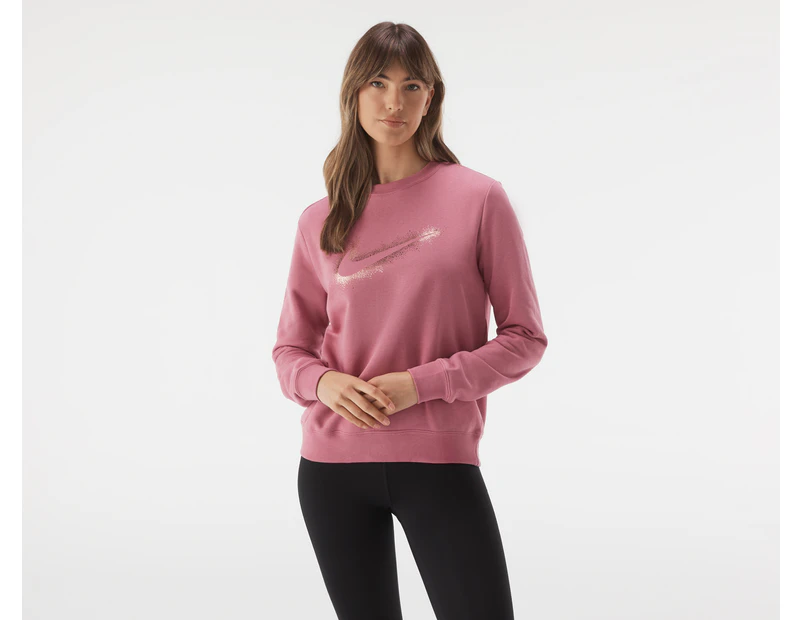 Nike Sportswear Women's Club Fleece Stardust Graphic Crew Sweatshirt - Desert Berry/Rose Gold