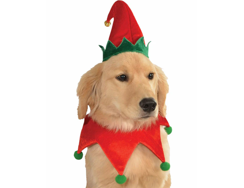 Elf Hat with Bell and Collar Pet Costume