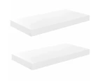 vidaXL Floating Wall Shelves 2 pcs High Gloss White 50x23x3.8 cm MDF