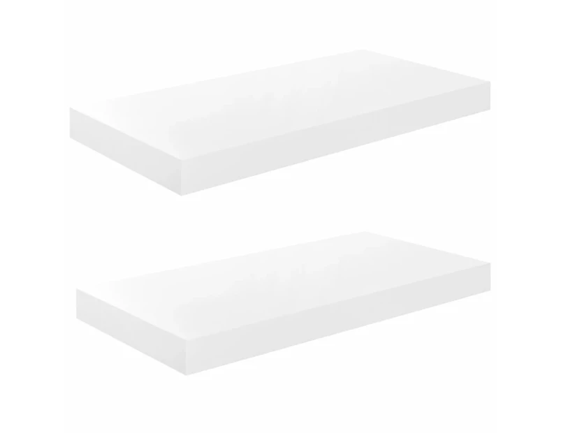 vidaXL Floating Wall Shelves 2 pcs High Gloss White 50x23x3.8 cm MDF