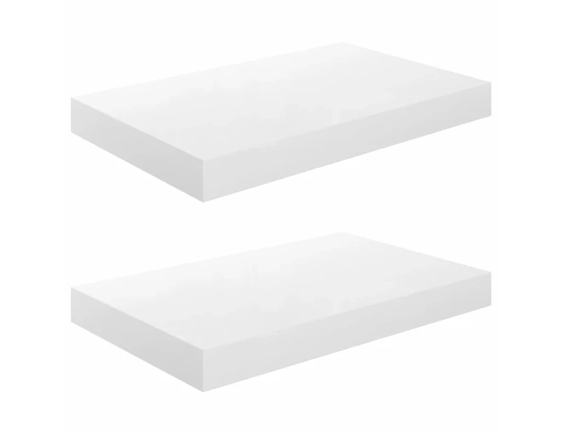 vidaXL Floating Wall Shelves 2 pcs High Gloss White 40x23x3.8 cm MDF