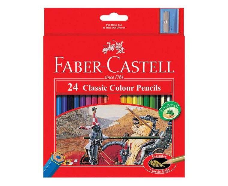 Faber Castell Classic Colour Pencils 24 Pack + Sharpener