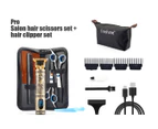 Men's  LCD Hair Clippers Cordless Set (Sydney Stock) With Salon Hair Scissors Styling Hairdressing Silver Phoenix Gold