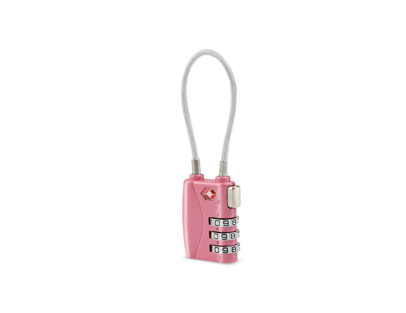 Portable TSA Approved Security Cable Luggage Lock 3-Digit Combination Password Lock Padlock (Pink)