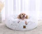 Charlie's Faux Fur Fluffy Calming Pet Bed - White Chinchilla