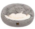Charlie's Hooded Faux Fur Pet Nest - Grey