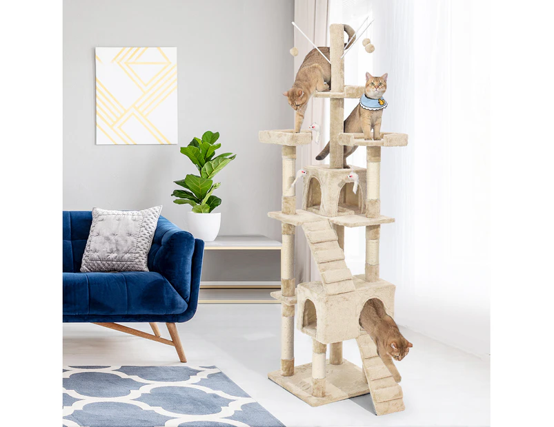Pawz Cat Tree Scratching Post Scratcher Tower Condo House Furniture Cream 210cm