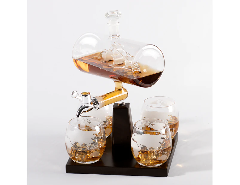 Refined Gifts Ship Decanter Set