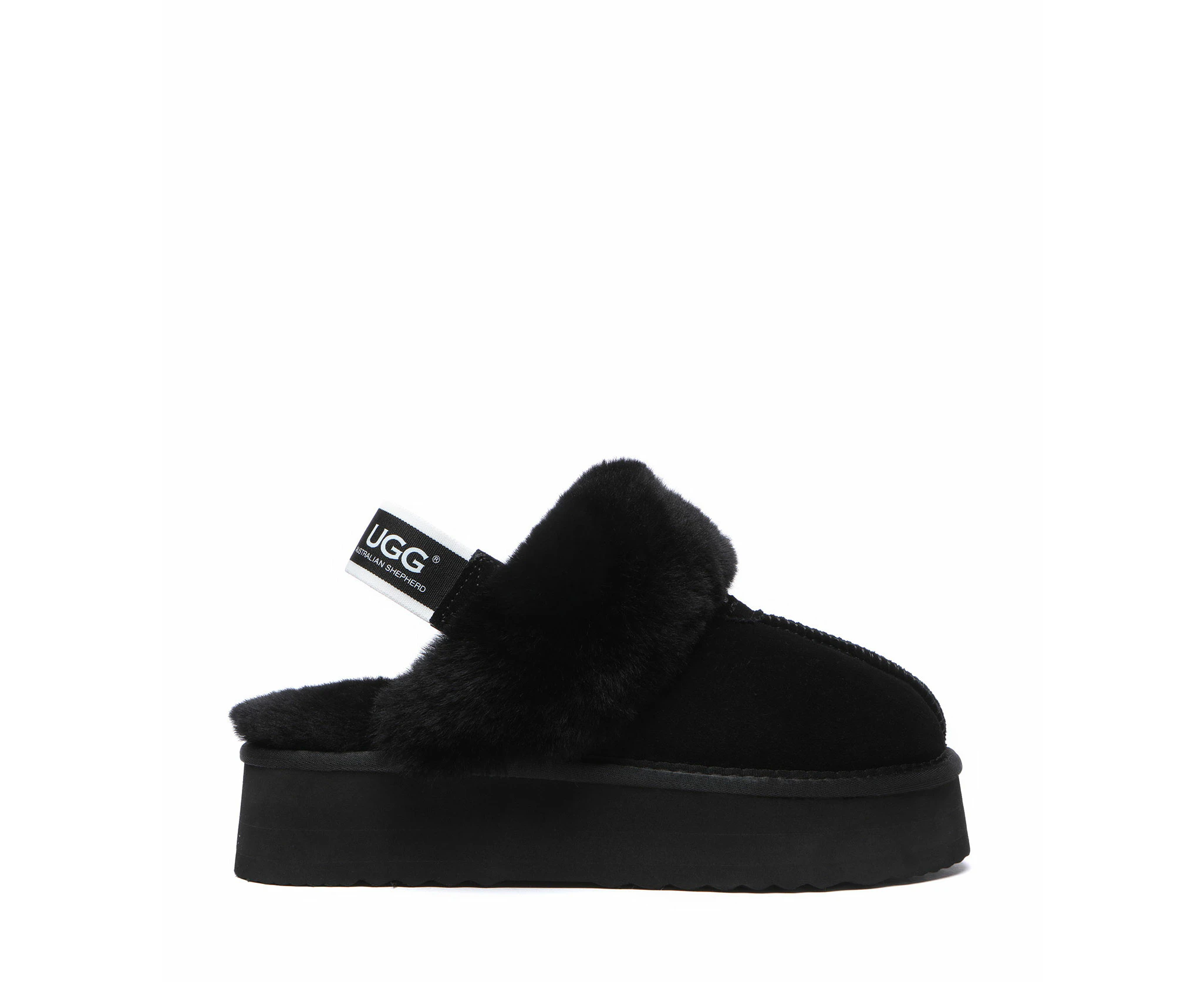 Ugg Australian Shepherd Waffle Platform | Cow Suede Upper - Women - House Shoes - Black