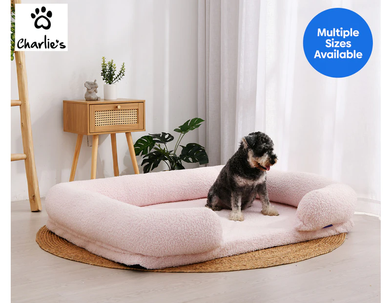 Charlie's Teddy Fleece Memory Foam Sofa Bed - Pink